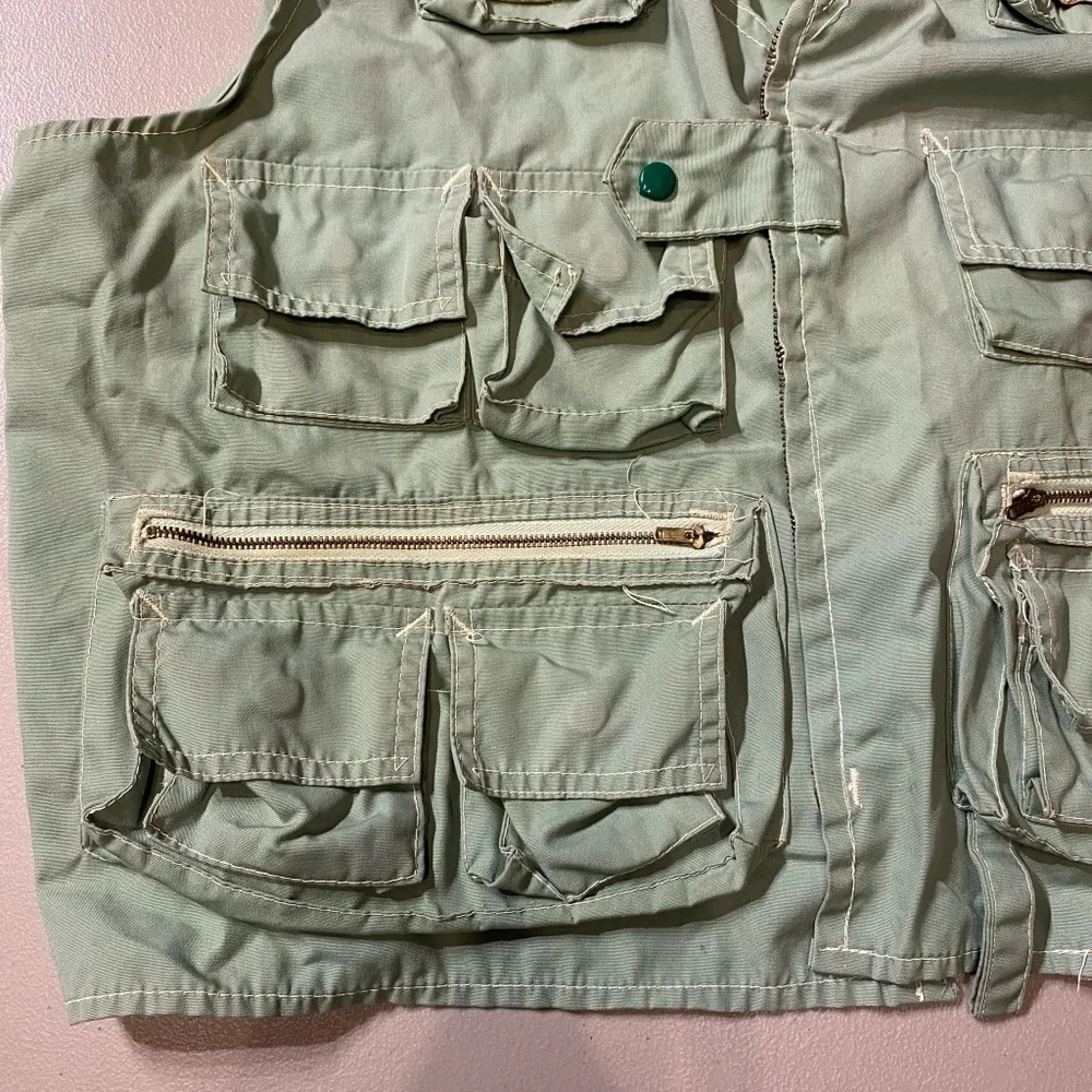 Vintage World Famous Fishing Vest Sanforized Deluxe Men's Large L Utility Pocket